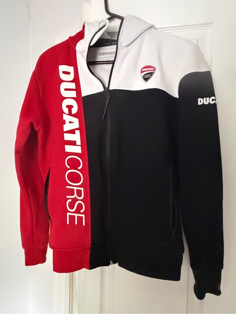 Red, Black & White Zip Hoodie